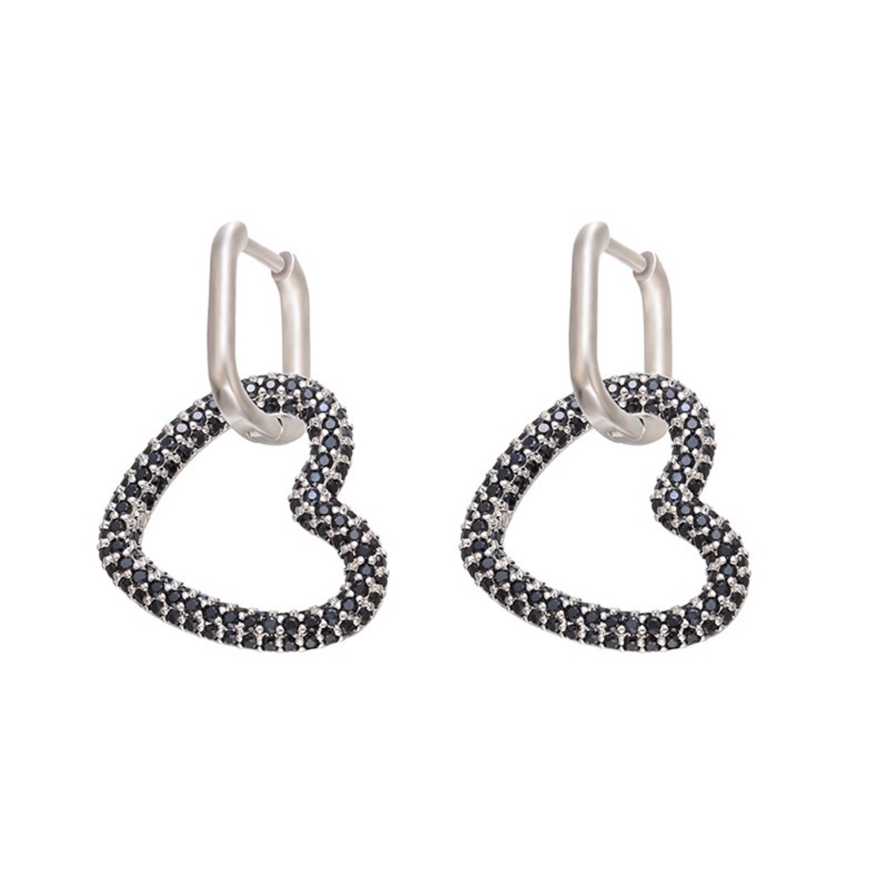 Cubic Zirconia heart hoop earrings